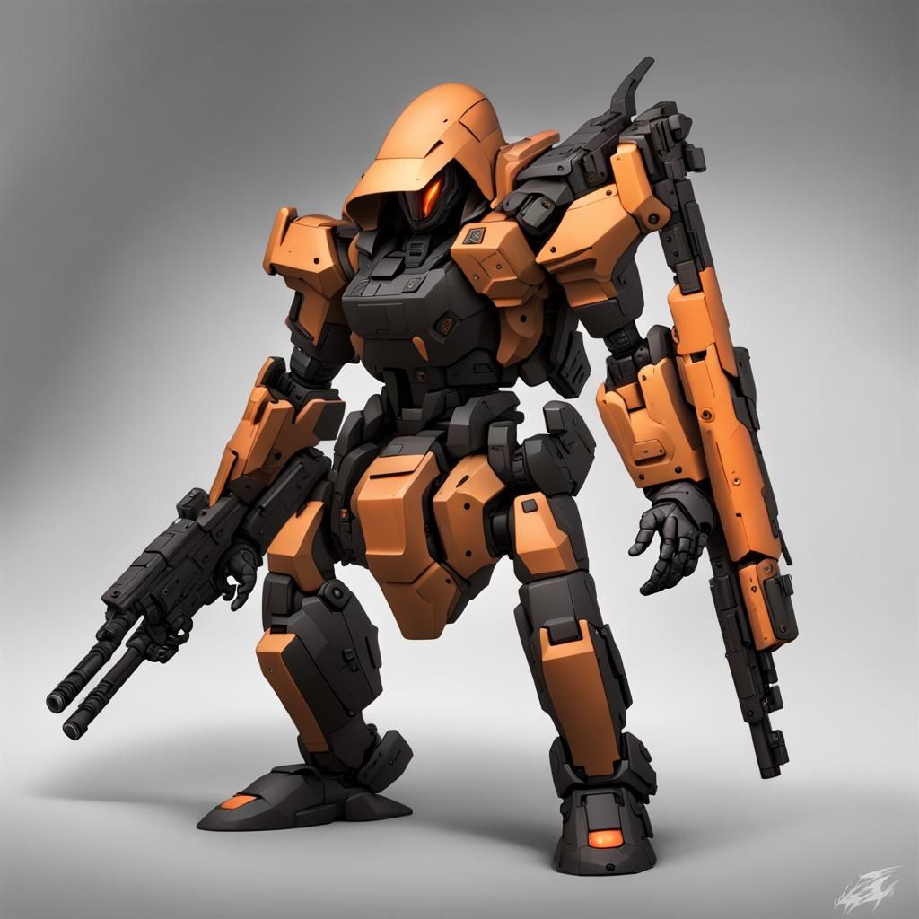 Hacker Mecha with Tactical Cloak in Cyberpunk Style