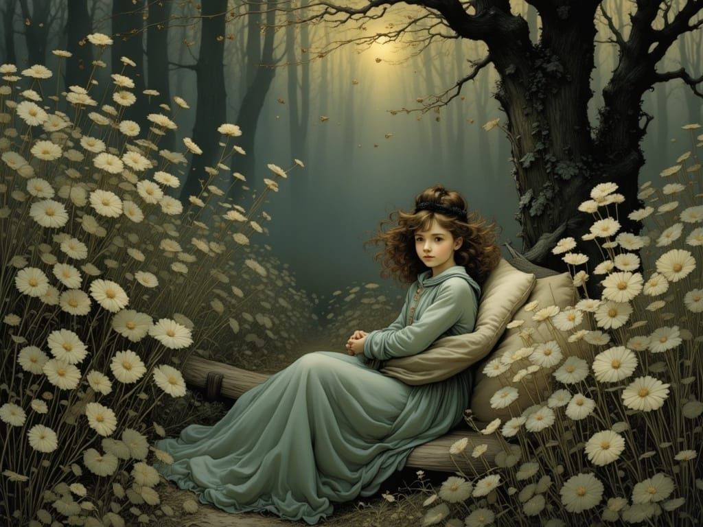 Birds Disappearing into Autumnal Skies, Impressionistic Styl...