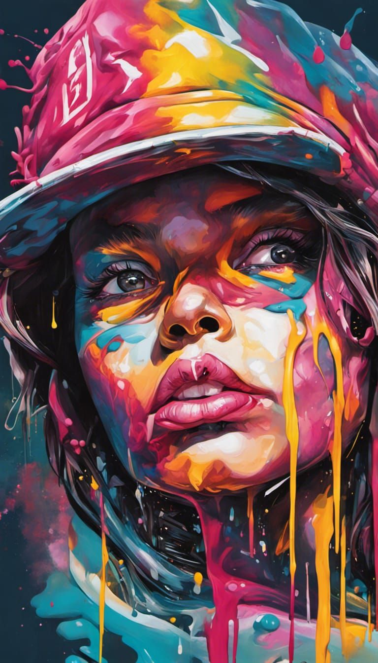 Colorful Polychromatic Graffiti Art in Splash Style