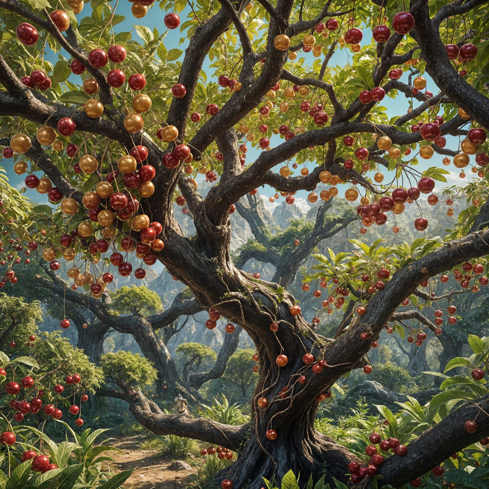 Golden Cherries in Eden: Matte Painting