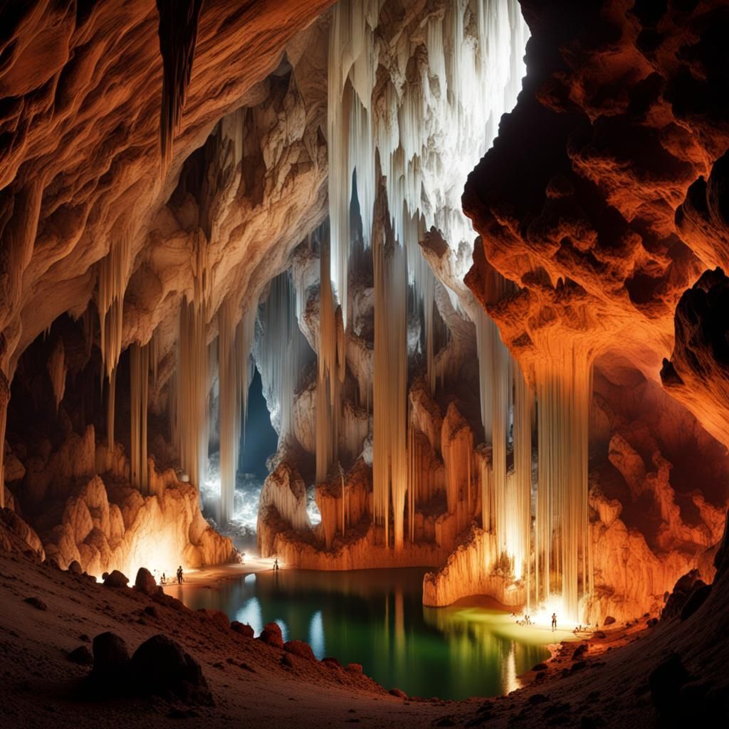Mysterious Crystal Cave Deep Underground