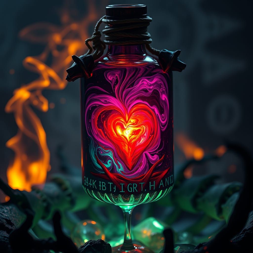 Sinister Black Crystal Vial with Swirling Unnatural Liquids