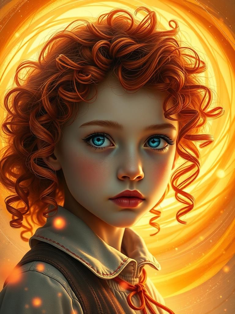 Fiery Red Hair Portrait in Dreamlike Style
