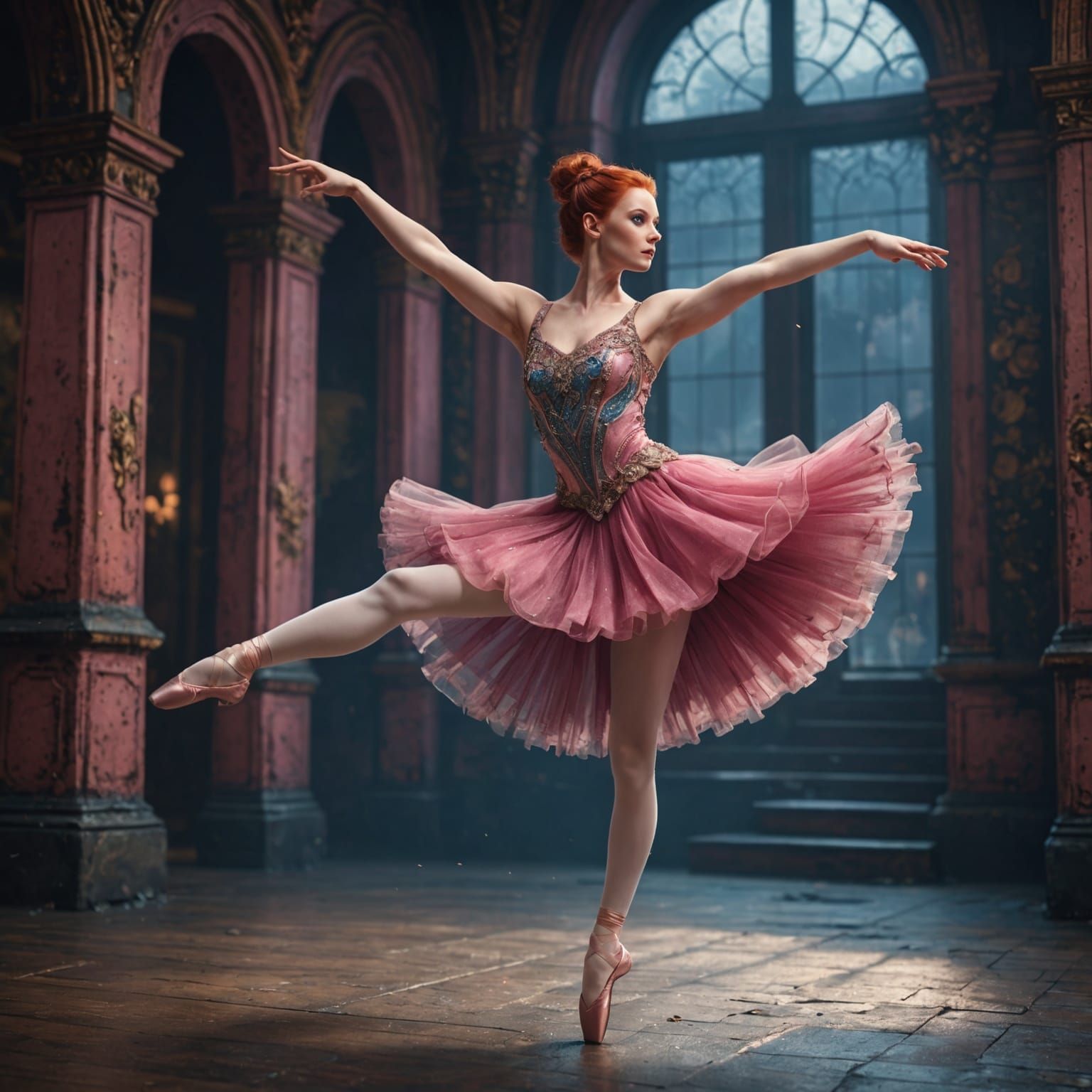 Ballerina Leaping, Detailed Digital Art, 8K