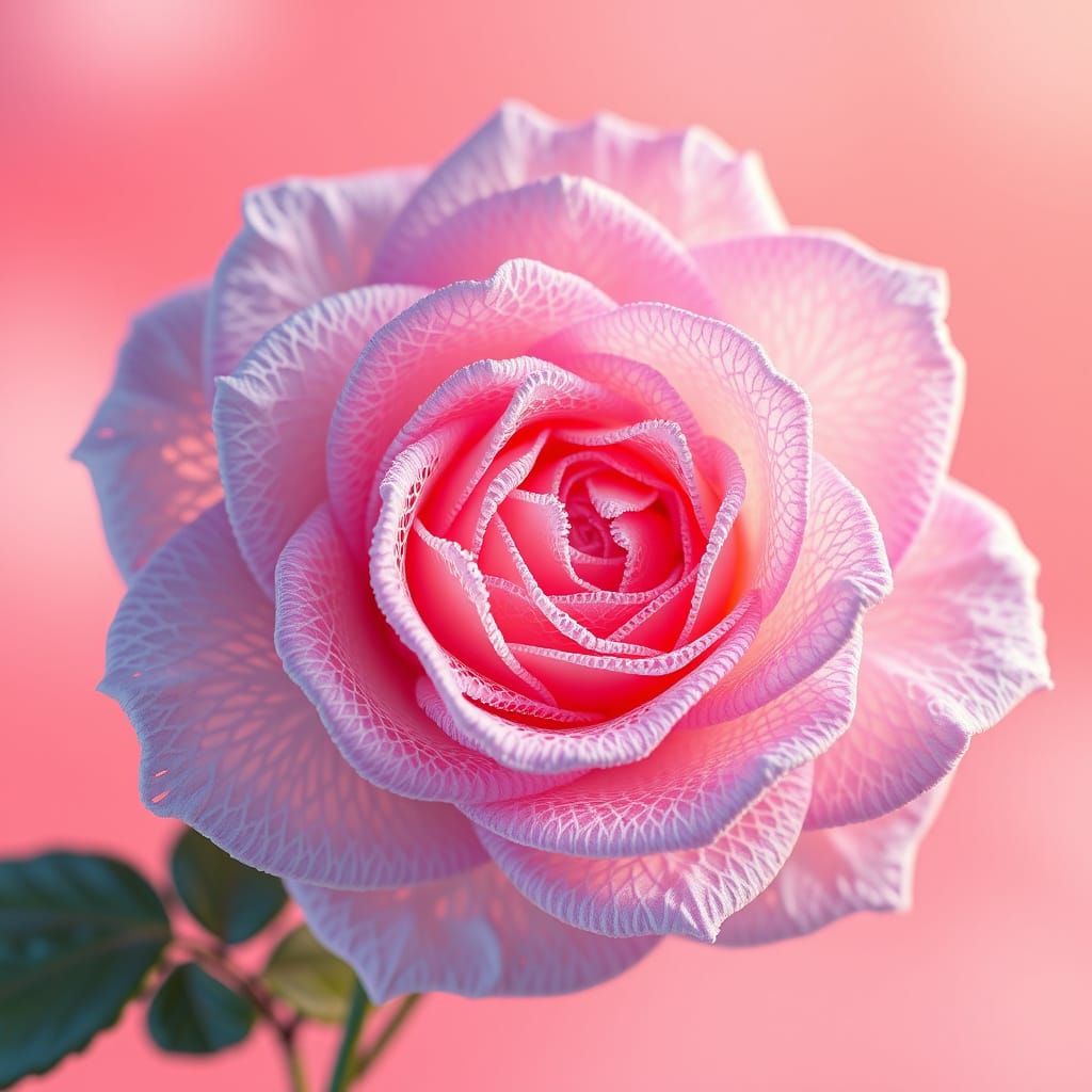 Ethereal Fractal Rose in Vibrant, Ombre Petals