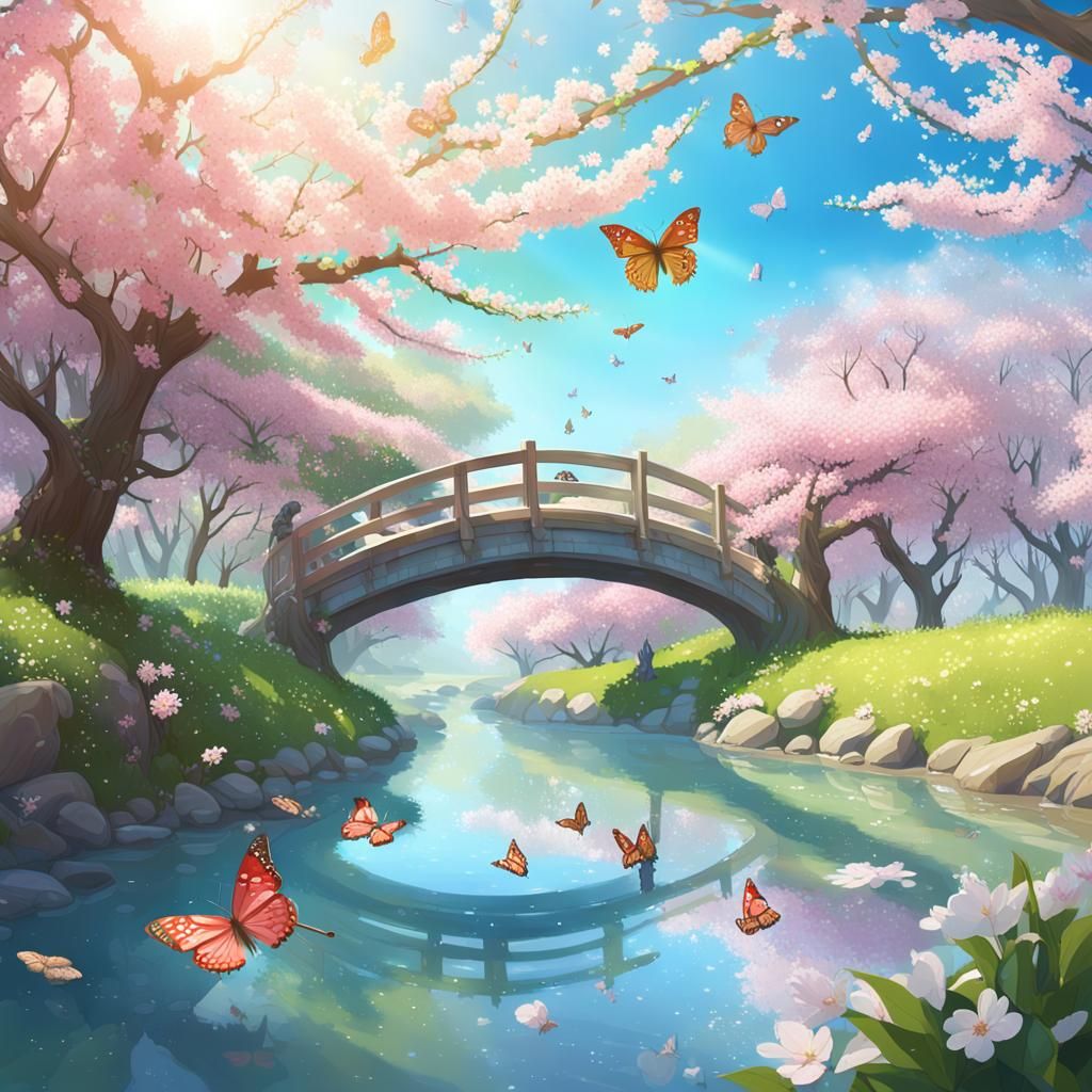Spring Awakening: 3D Rendered Cherry Blossom Scene