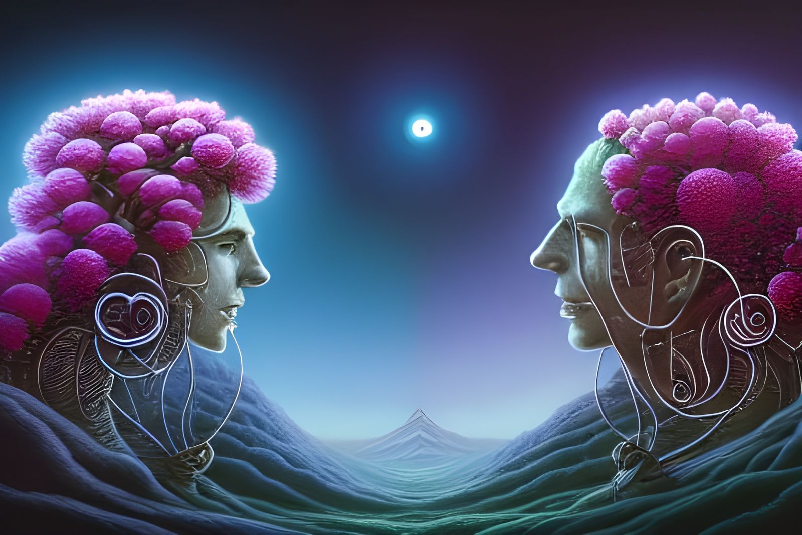 Flower Gods in Biomechanical Dreamscape