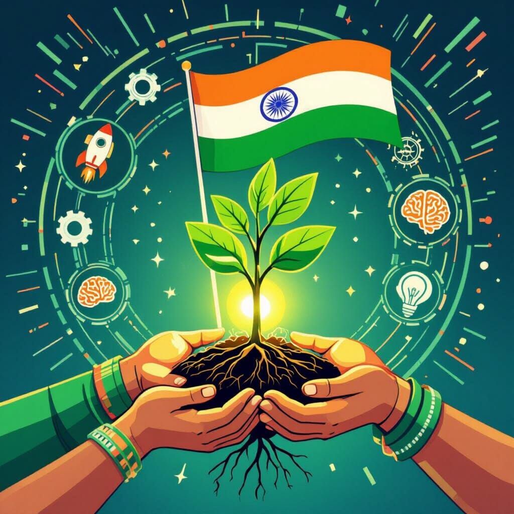 Glowing Sapling Held by Hands: An Inspirational Poster