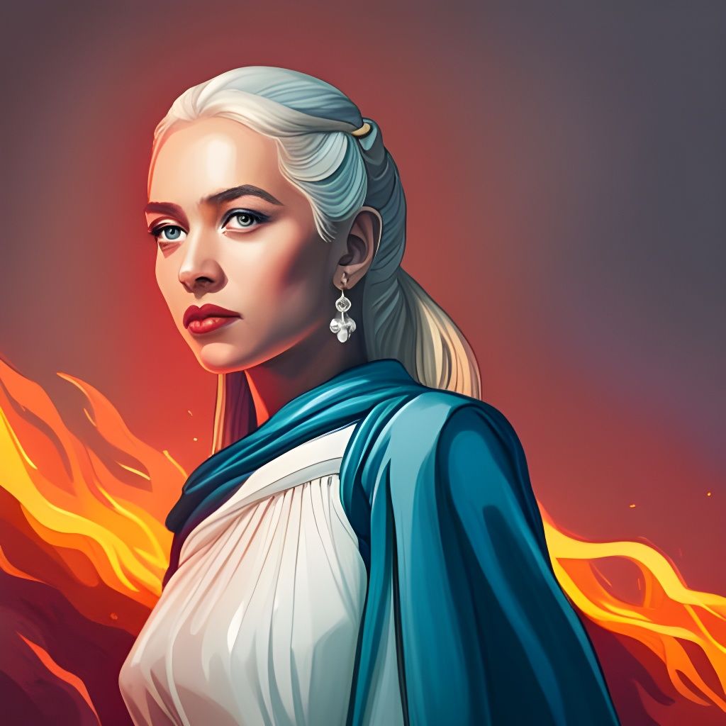 Daenerys Targaryen Portrait with Blazing Fire