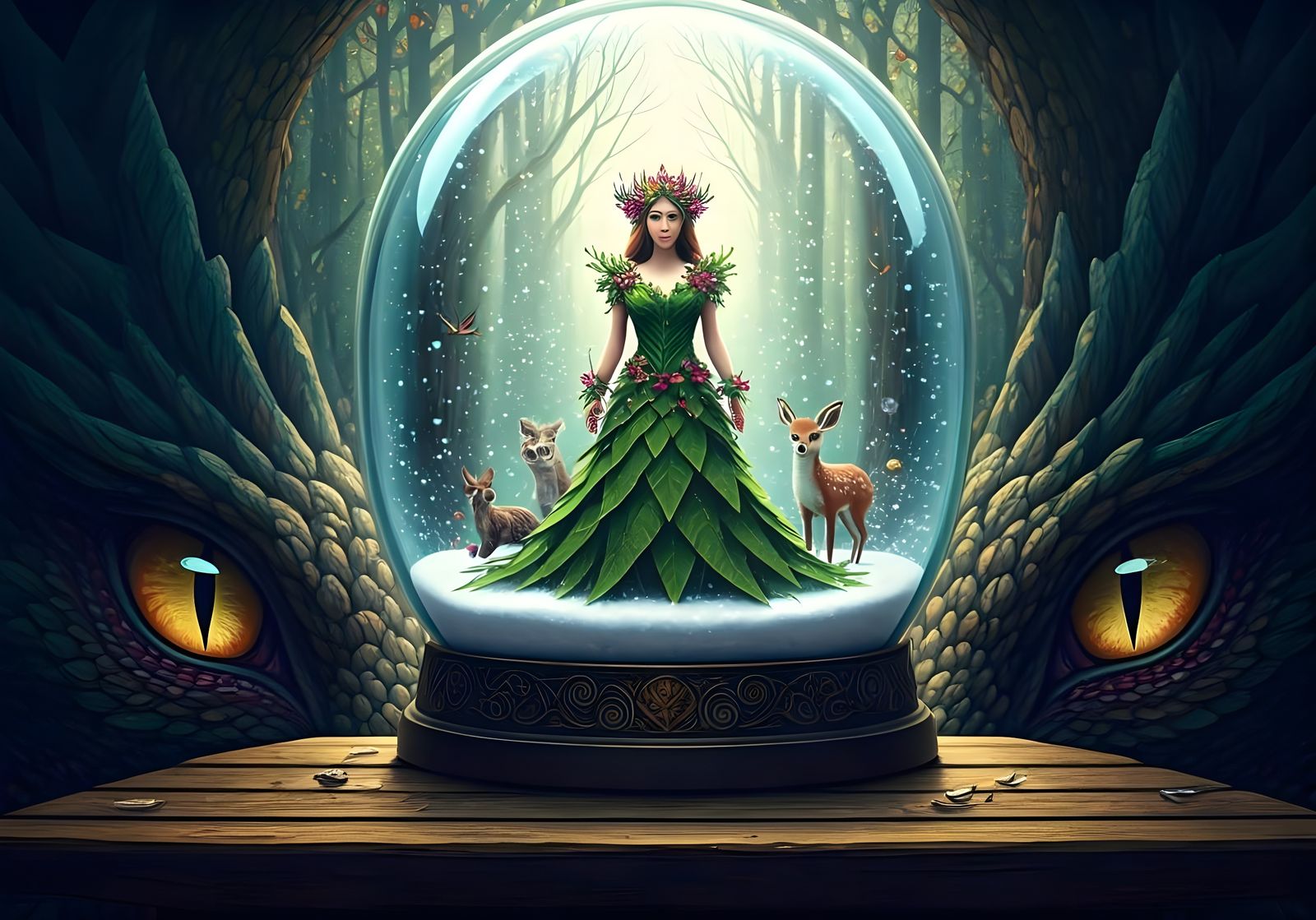 Enchanted Princess in a Snow Globe Realm