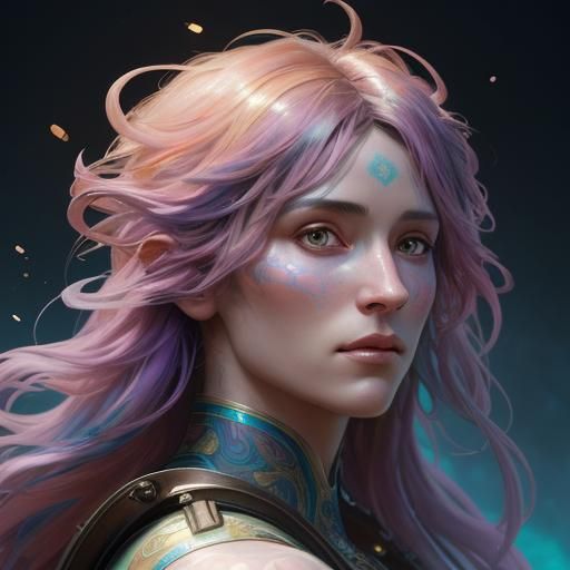 Rainbow Zebra Portrait in Digital Art Style