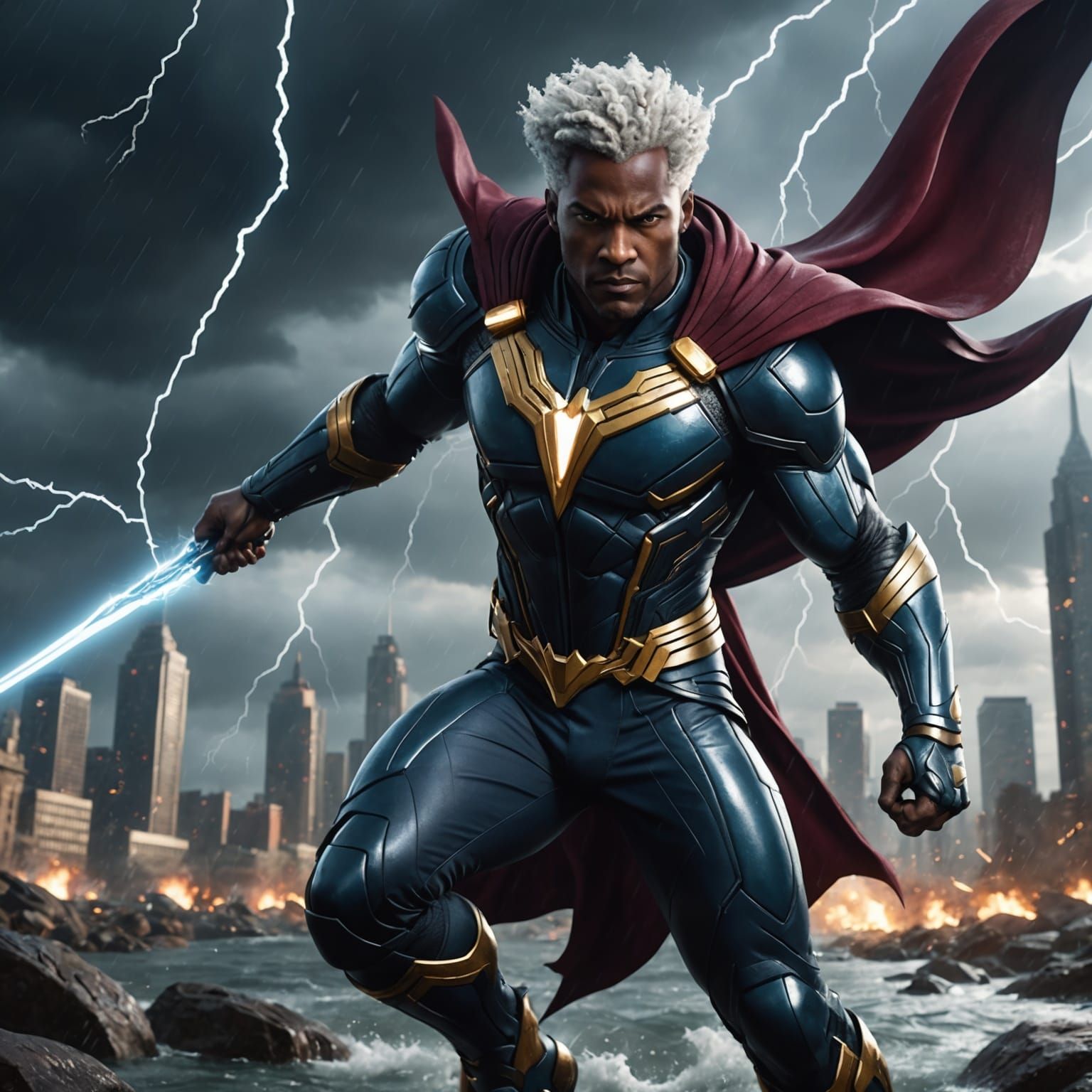 Storm Superhero in Detailed Matte Painting