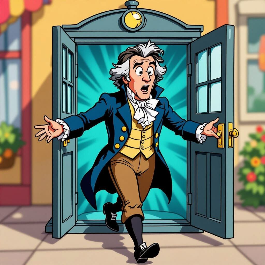Beethoven's Astonishment: A Cartoon Time Traveler