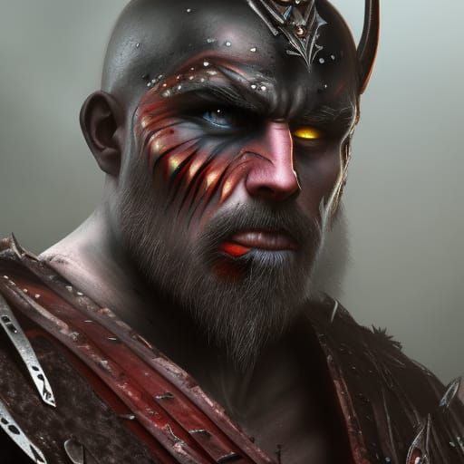 Grimdark Berserker Barbarian Facepaint in Detailed Matte Pai...