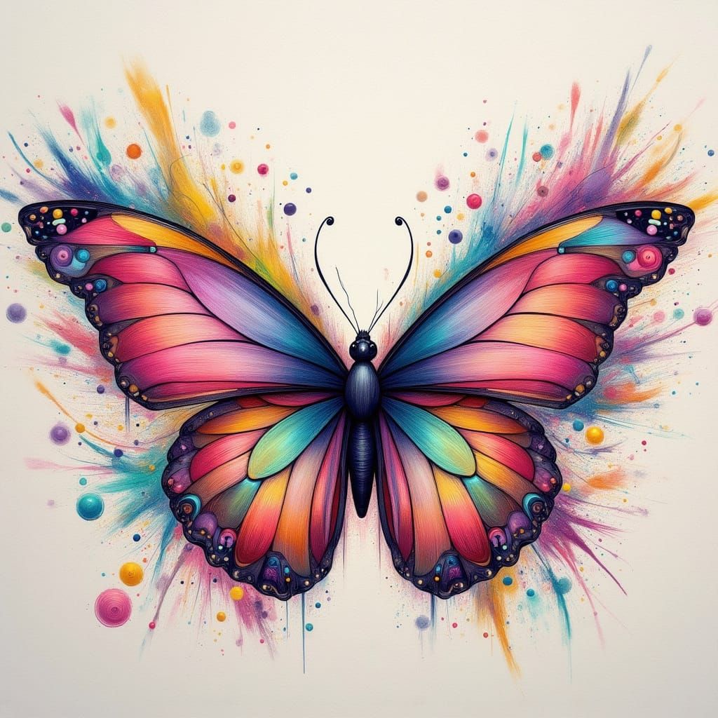 Pastel Butterfly in Abstract Sky