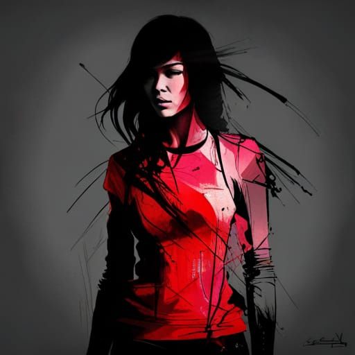 Crimson Silhouette: Hyperrealistic Digital Portrait