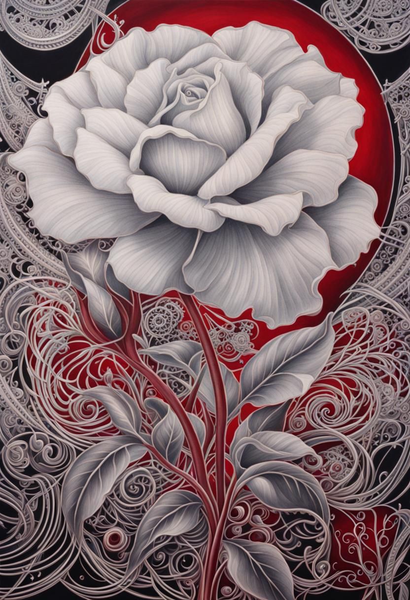 Art Nouveau Flower Sketch with Glowing Petals