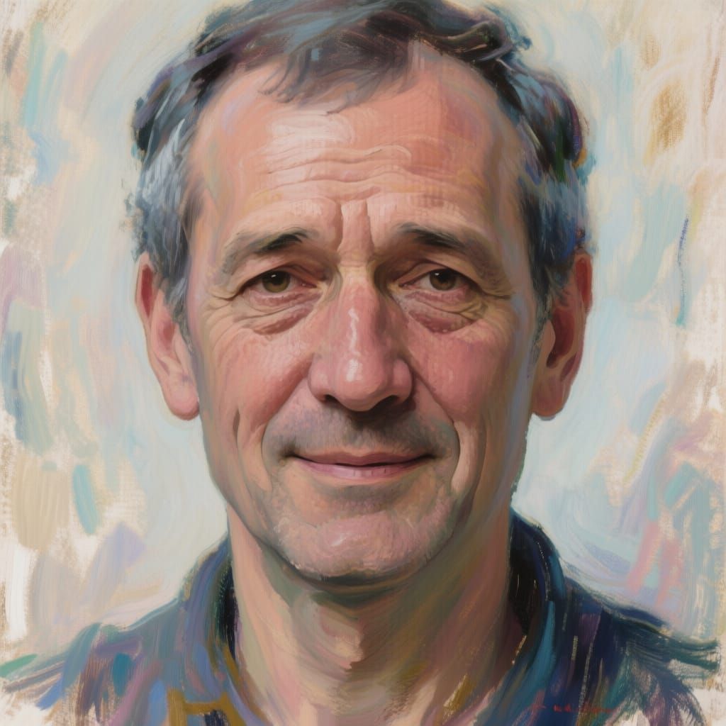 Kind, Brave Man's Face: Impressionist Emotional Portrait