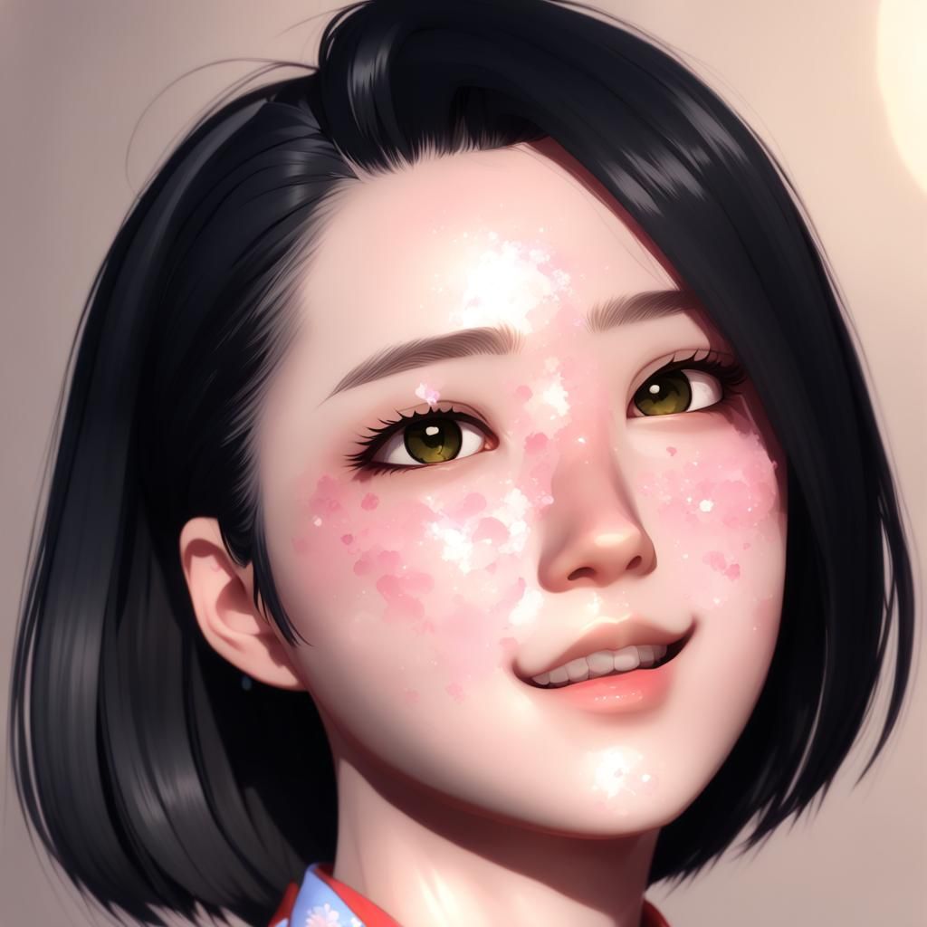 Anime Style Figure in Japanese Kimono