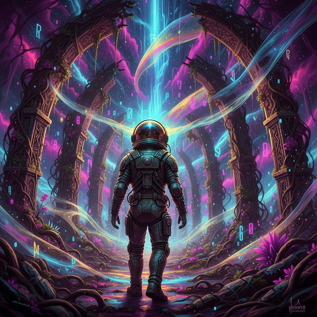 Ancient Astronaut in Psychedelic Ruins