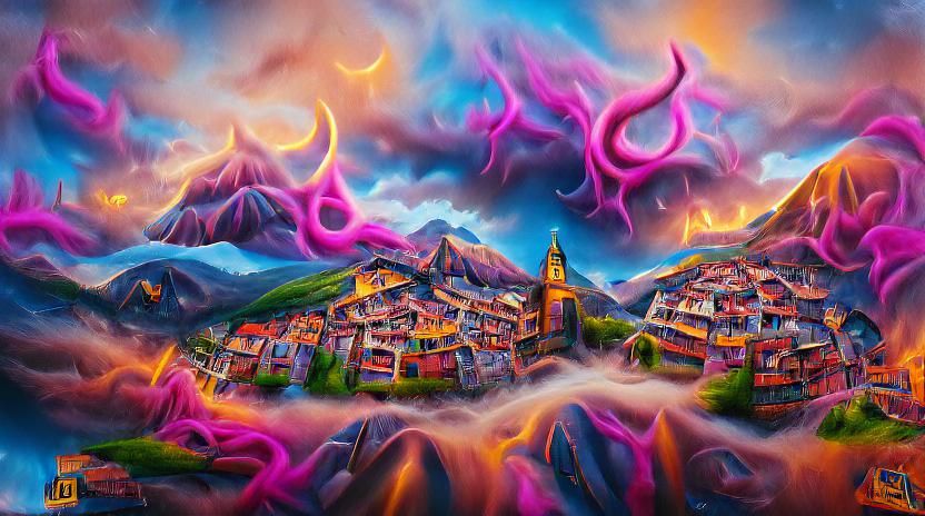 Eldritch Mountain Town: Airbrush Art in the Pyrenees
