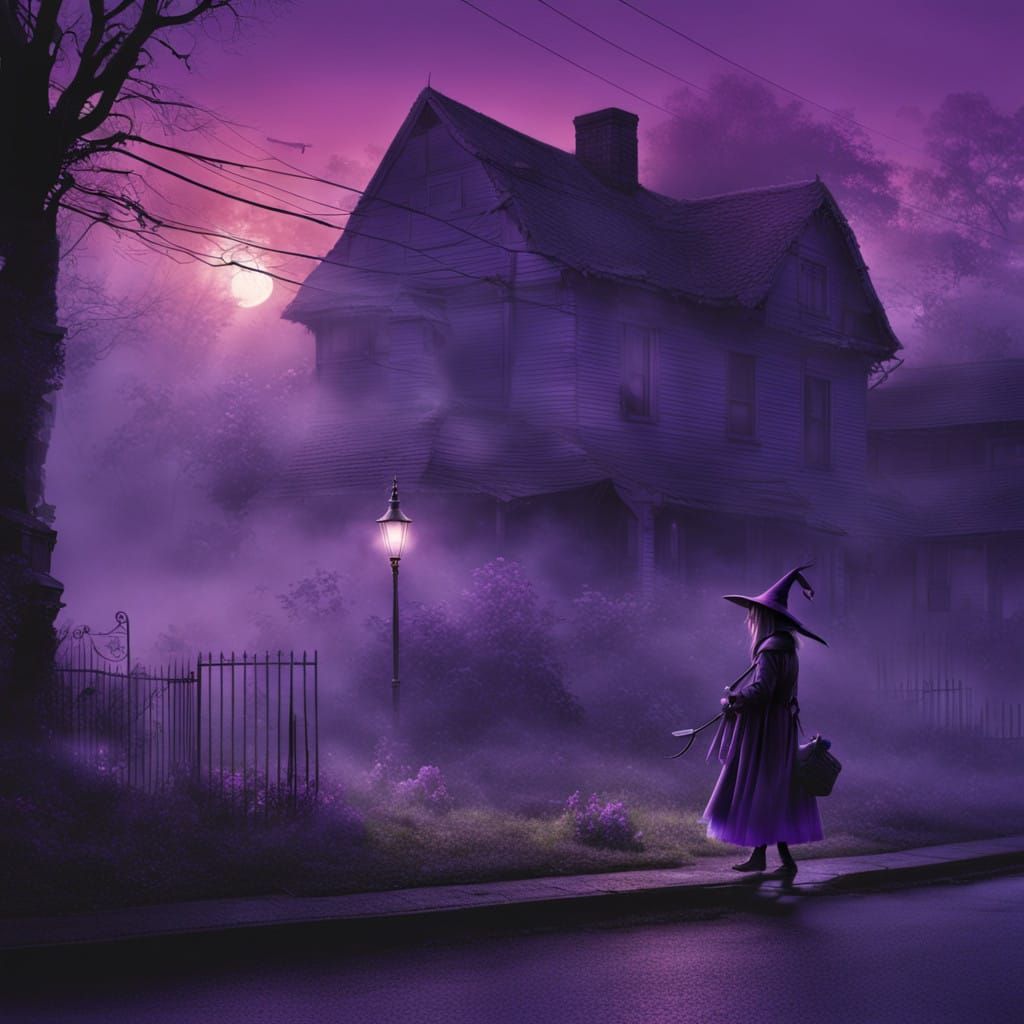 Mysterious Witch Emerges from Twilight Mist