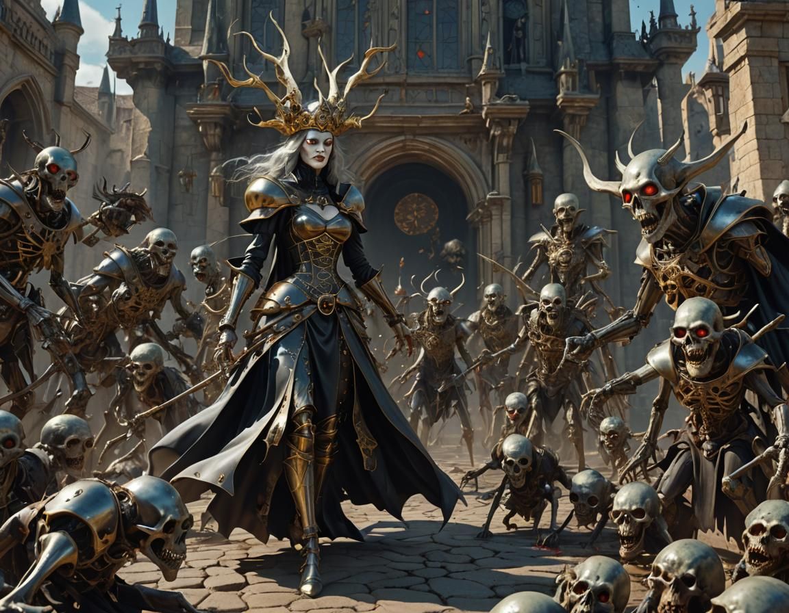 Medieval Witch Queen in Surreal Temple