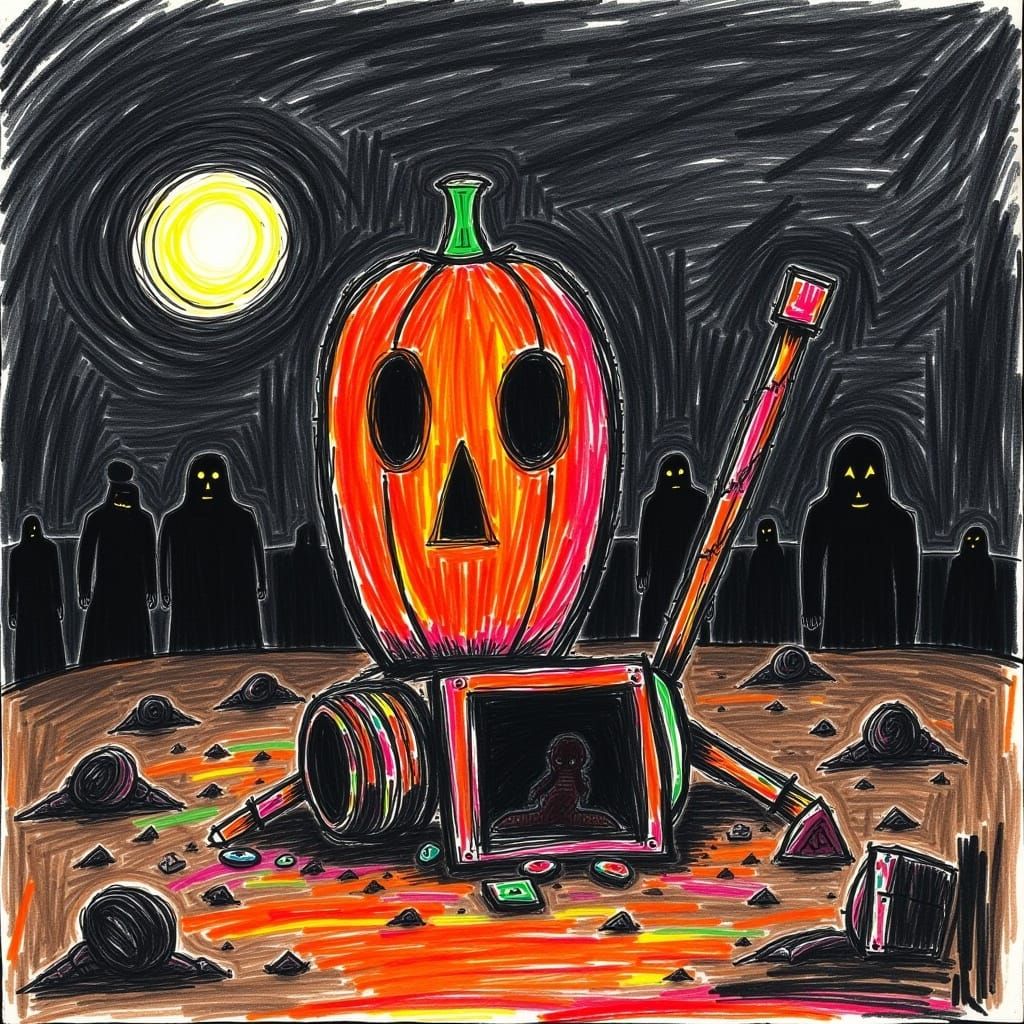 Creepy Jack o' Lantern with Disturbed Aesthetic