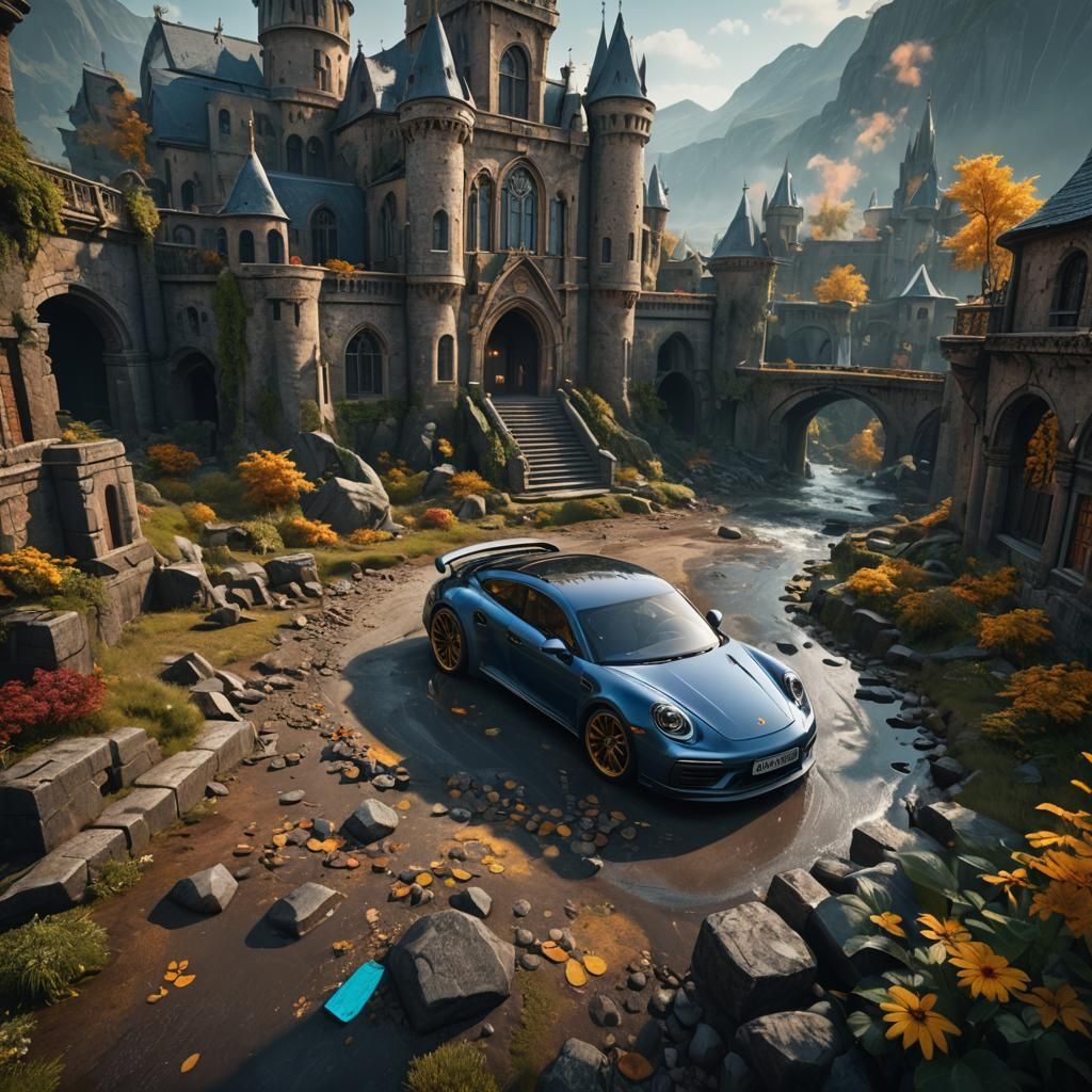 Detailed Matte Painting of a Porsche in 8K