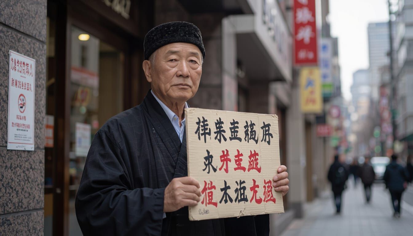 Chinese Man in Traditional Attire at Osaka Consulate, Future...