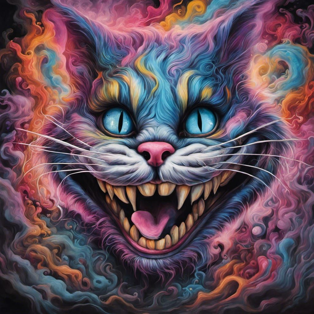 Psychedelic Smoke Cheshire Cat in Graffiti Art