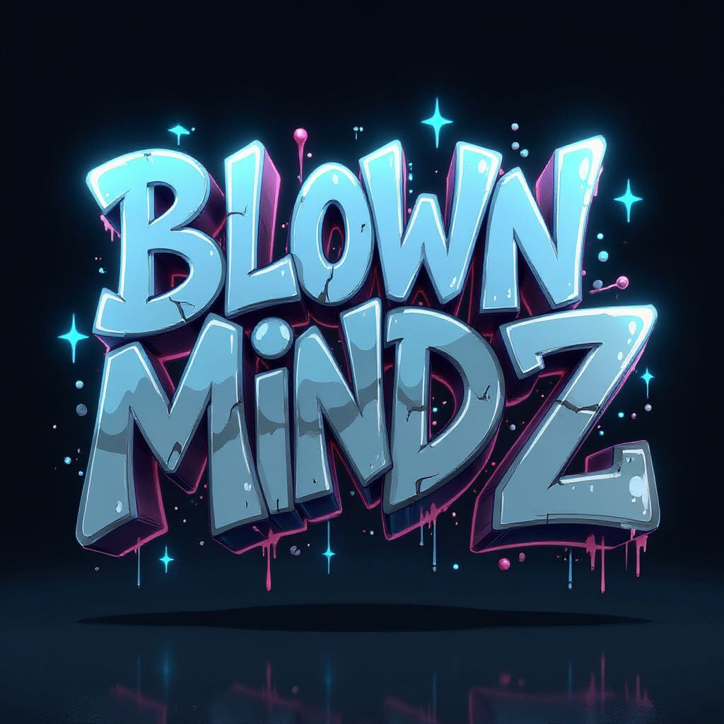 Futuristic 3D Graffiti Art with Blue Lighting