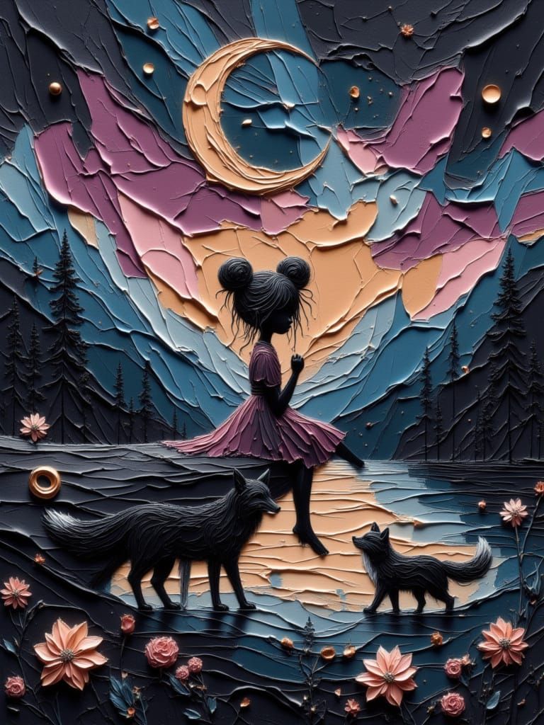 Surreal Wolf Silhouette with Cosmic Landscape