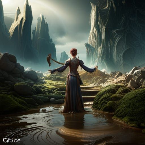 Human in Wilderness: Detailed Matte Painting