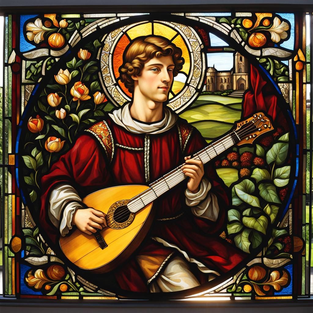 Lute Player in Stained Glass