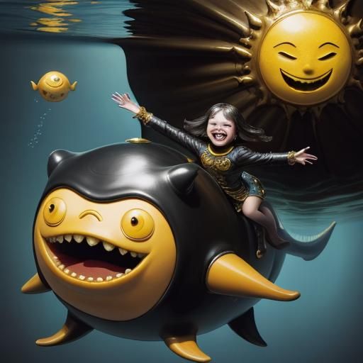 Surreal Leather Blob Swims Past Laughing Sun