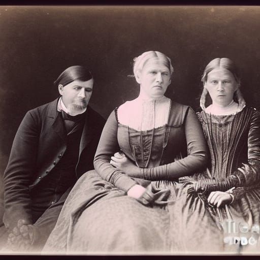 Victorian Family Portrait in Sepia Tone
