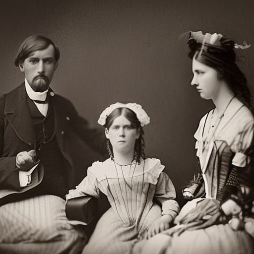 Victorian Post Mortem Family Portrait in Sepia