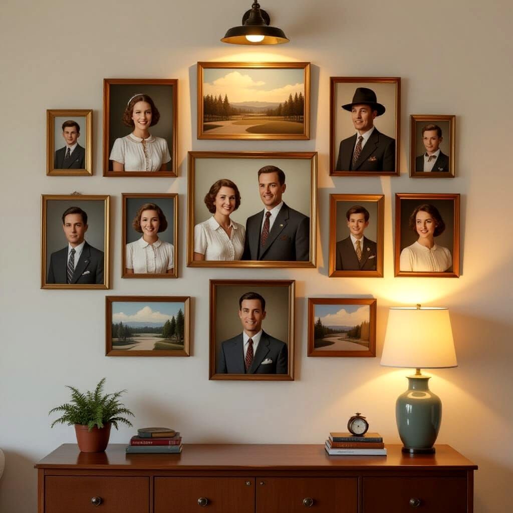 Family History Collage in Vintage-Futuristic Style