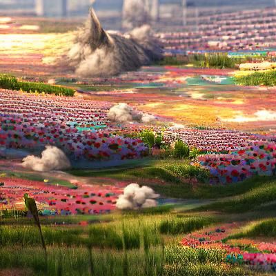 Detailed Matte Painting of a Flower Field