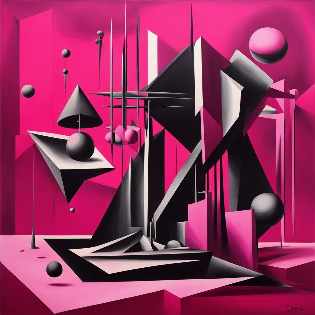 Abstract Geometric Shapes in Surrealist Style