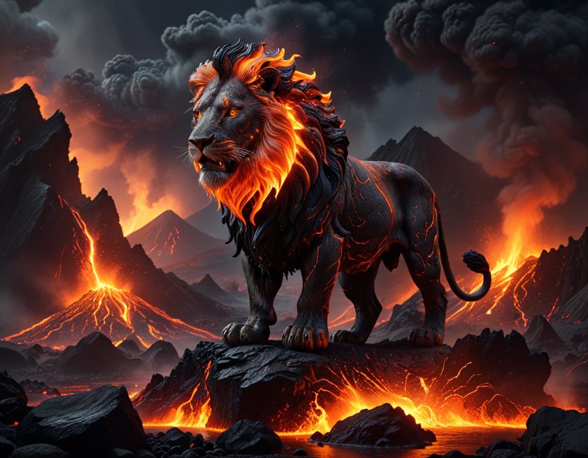 Molten Lava Lion on Obsidian Ridge