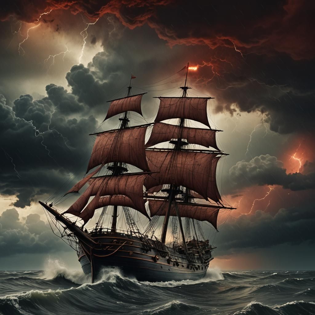 Sailor in Stormy Sea: Digital Matte Painting