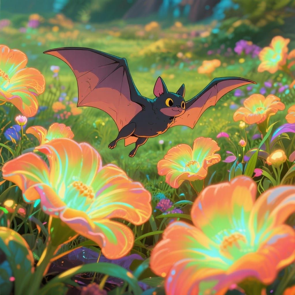 Fruit Bat in Vibrant Tatsunoko Anime Style