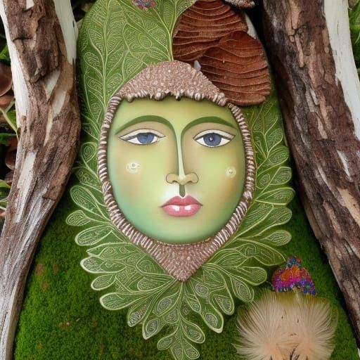 Moss Elf Boy in 3D Collage Style