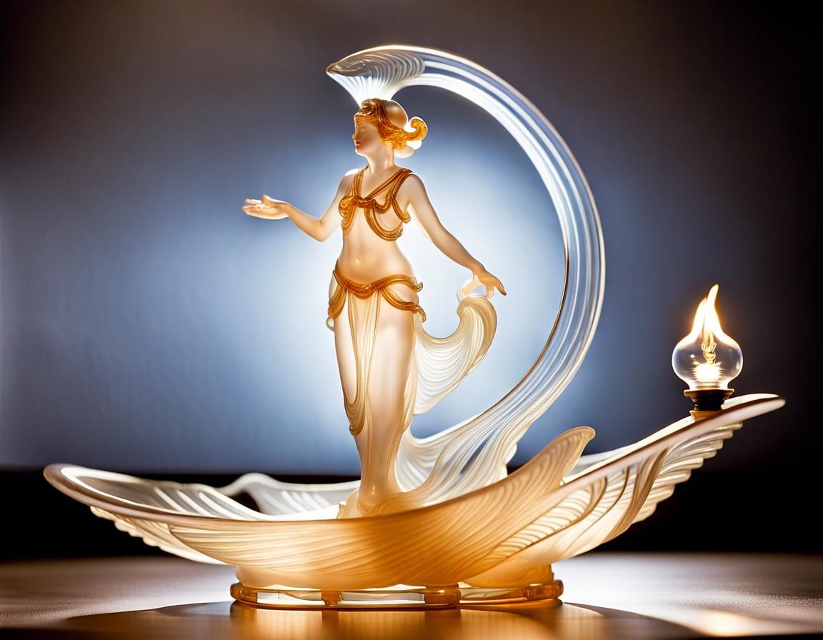 Art Deco Glass Genie Figurine by Lalique