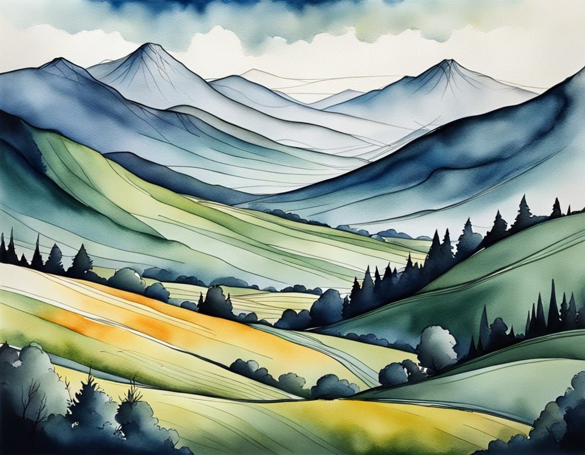 Watercolor Abstract Landscape