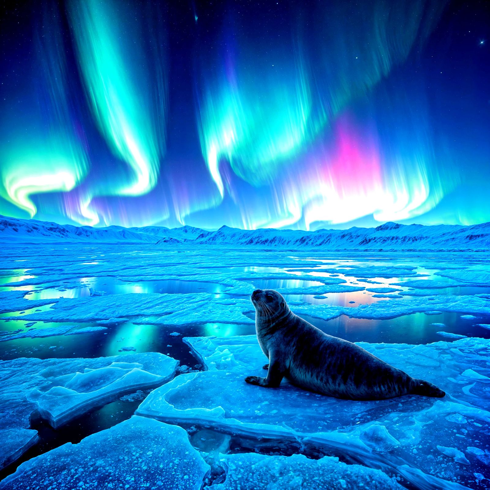 Photorealistic Northern Lights Over Icy Tundra
