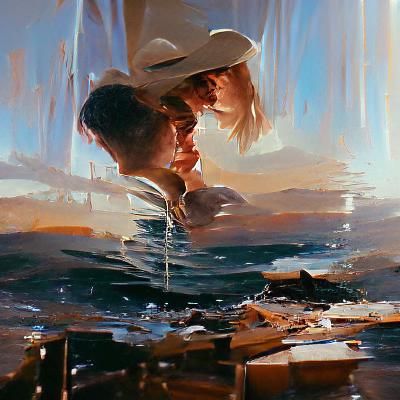 Oil Painting of Rescue in a Dark Valley