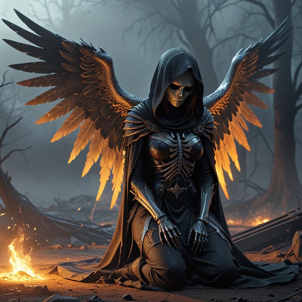 Grim Reaper Offers Comfort to a Haunting Soldier in a War-To...